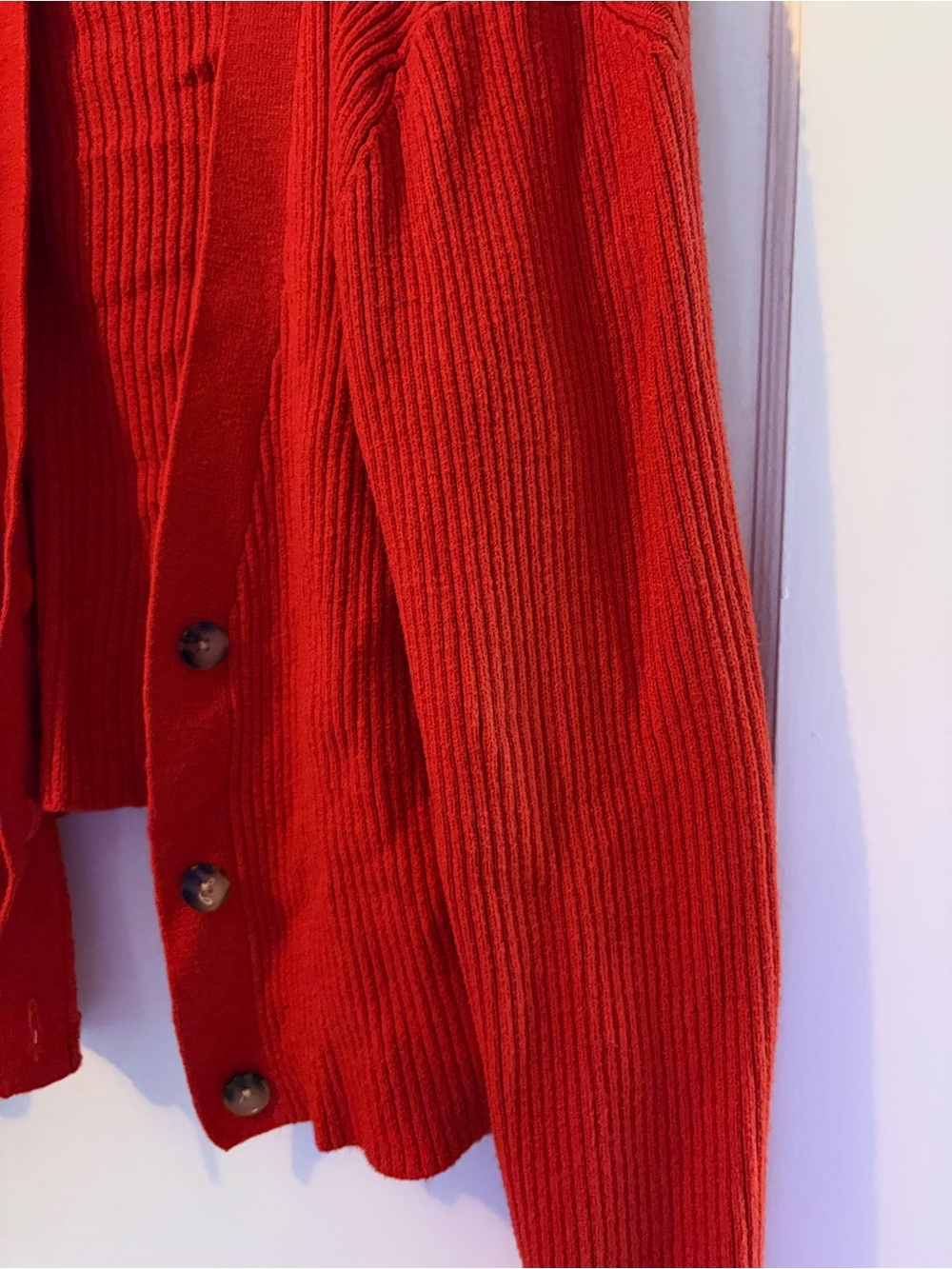 Joe Fresh Red Ribbed Button-Front Cardigan - Picture 3 of 4